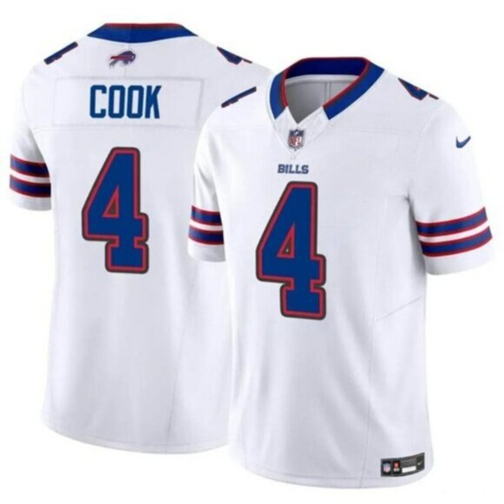Mens Youths Kids 4 James Cook White Vapor Untouchable Stitched Jersey